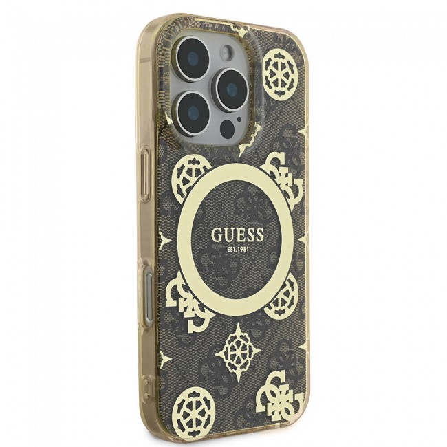 Apple iPhone 16 Pro Max Kılıf Guess Orjinal Lisanslı Magsafe Şarj Özellikli IML Peony ve 4G Desenli Klasik Logolu Kapak Apple iPhone 16 Pro Max Kılıf Guess Orjinal Lisanslı Magsafe Şarj Özellikli IML Peony ve 4G Desenli Klasik Logolu Kapak