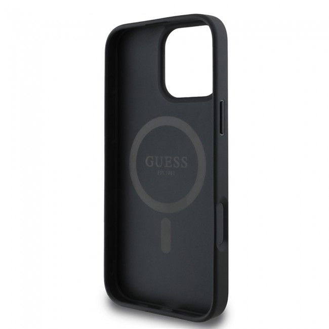 Apple iPhone 16 Pro Max Kılıf Guess Orjinal Lisanslı Magsafe Şarj Özellikli PU Üçgen Logo 4G Desenli Kapak Apple iPhone 16 Pro Max Kılıf Guess Orjinal Lisanslı Magsafe Şarj Özellikli PU Üçgen Logo 4G Desenli Kapak