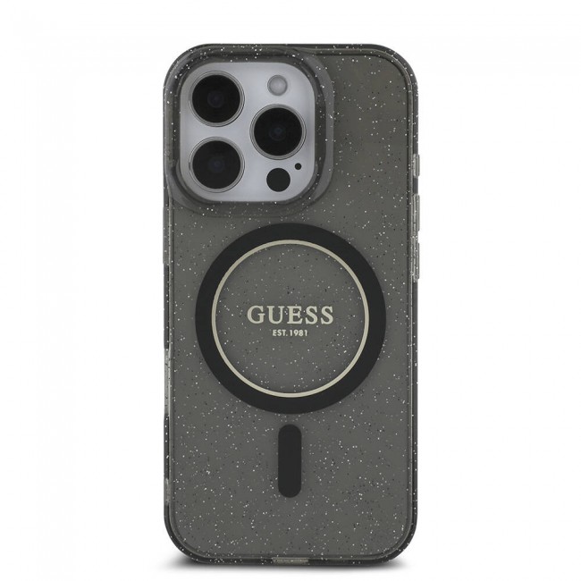 Apple iPhone 16 Pro Max Kılıf Guess Orjinal Lisanslı Magsafe Şarj Özellikli Simli Silikon İnci Bileklikli Kapak