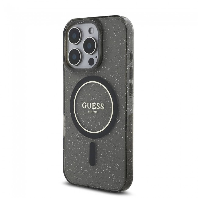 Apple iPhone 16 Pro Max Kılıf Guess Orjinal Lisanslı Magsafe Şarj Özellikli Simli Silikon İnci Bileklikli Kapak