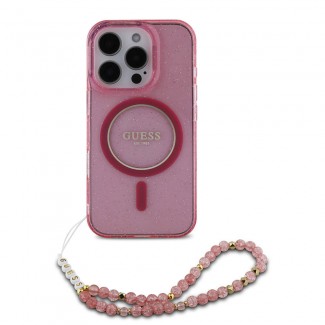 Apple iPhone 16 Pro Max Kılıf Guess Orjinal Lisanslı M-safe Şarj Özellikli Simli Silikon İnci Bileklikli Kapak Apple iPhone 16 Pro Max Kılıf Guess Orjinal Lisanslı M-safe Şarj Özellikli Simli Silikon İnci Bileklikli Kapak