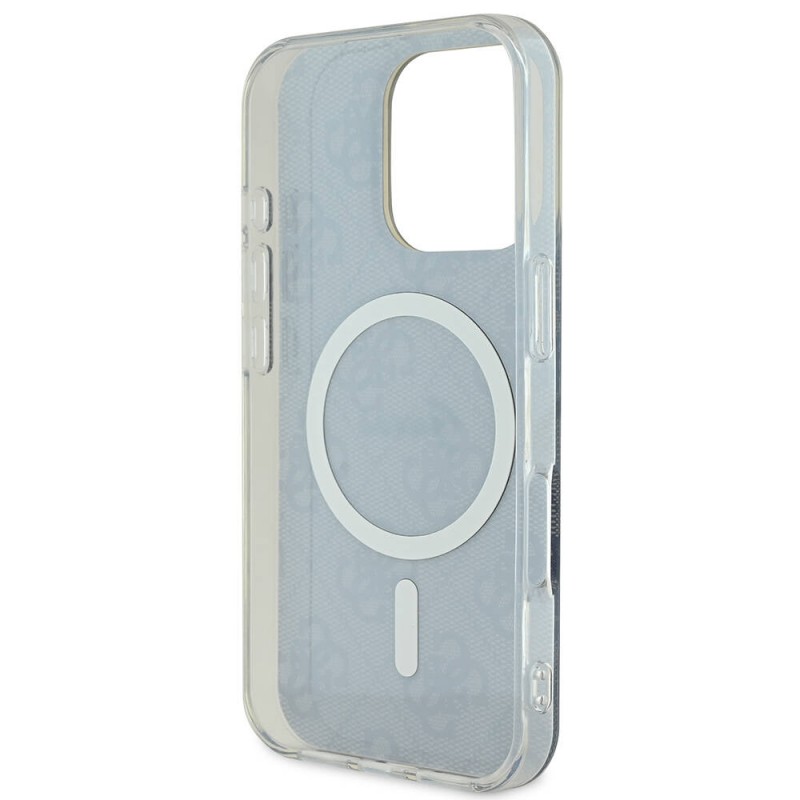 Bal-z Apple iPhone 16 Pro Max Kılıf Guess Orjinal Lisanslı M-safe Şarj Özellikli Yazı Logolu 4G Desenli Kapak