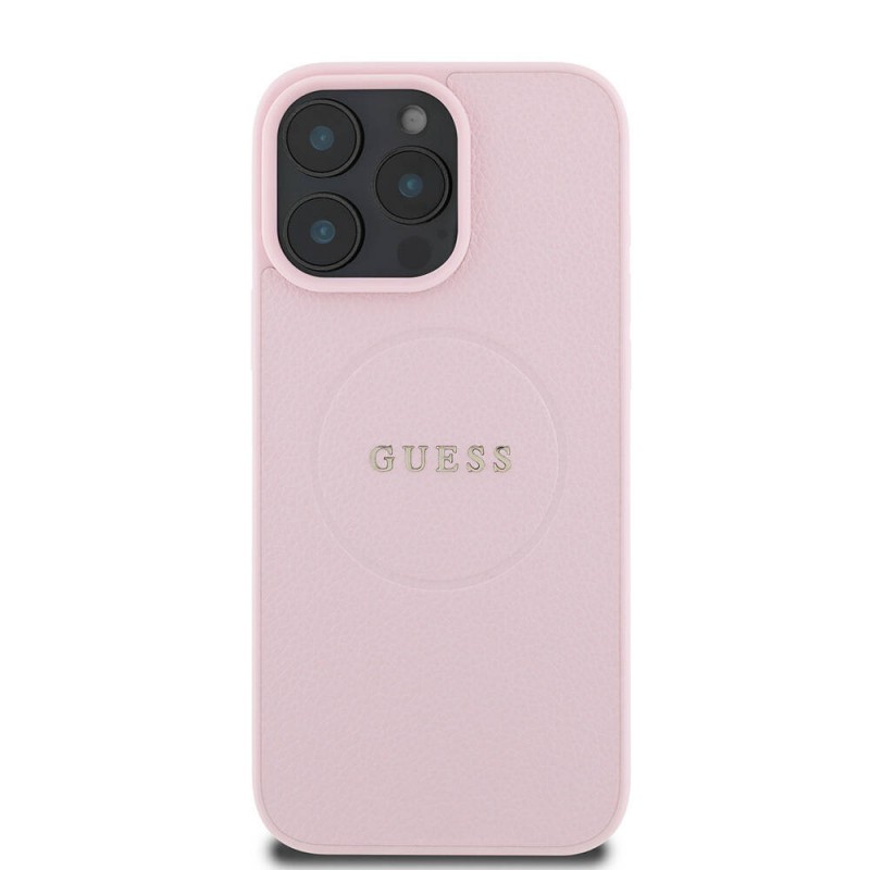 Bal-z Apple iPhone 16 Pro Max Kılıf Guess Orjinal Lisanslı M-safe Şarj Özellikli Yazı Logolu Grained Kapak