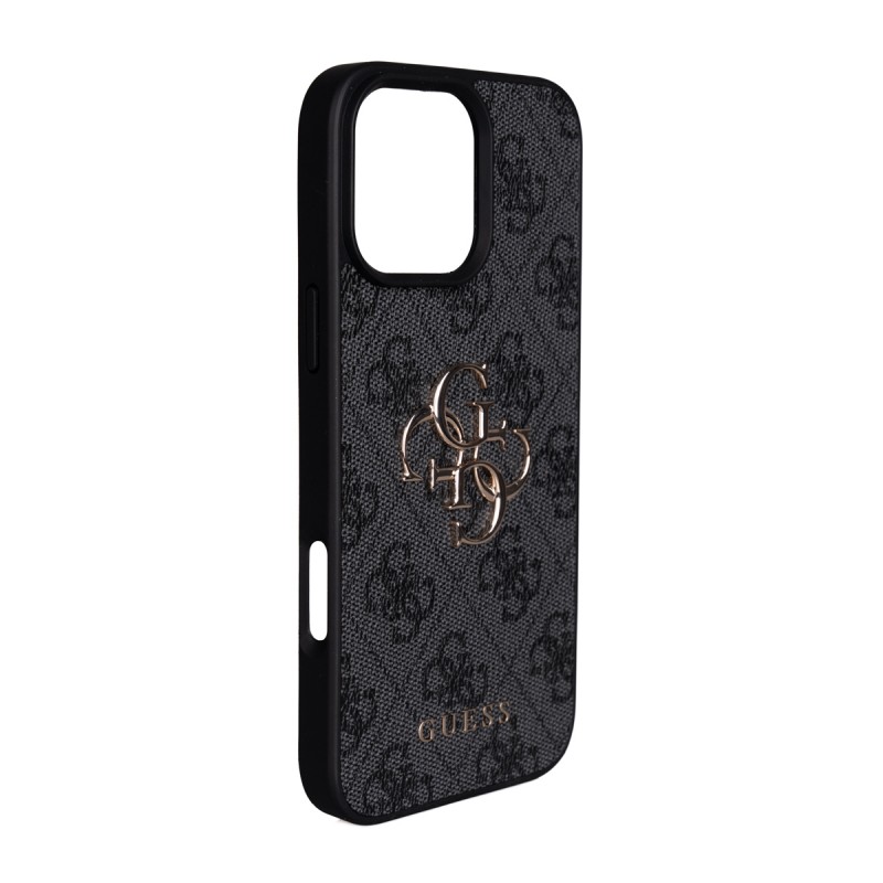 Bal-z Apple iPhone 16 Pro Max Kılıf Guess Orjinal Lisanslı PU Deri 4G Büyük Metal Logolu Çapraz Vücut Askılı Kapak