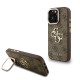 Apple iPhone 16 Pro Max Kılıf Guess Orjinal Lisanslı PU Deri 4G Desenli Metal Büyük 4G ve Yazı Logolu Kamera Standlı Kapak