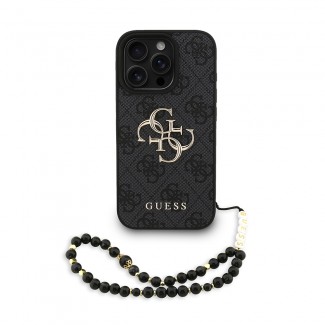 Apple iPhone 16 Pro Max Kılıf Guess Orjinal Lisanslı PU Deri Bilek Askı İpli Metal Büyük 4G ve Yazı Logolu Kapak Apple iPhone 16 Pro Max Kılıf Guess Orjinal Lisanslı PU Deri Bilek Askı İpli Metal Büyük 4G ve Yazı Logolu Kapak