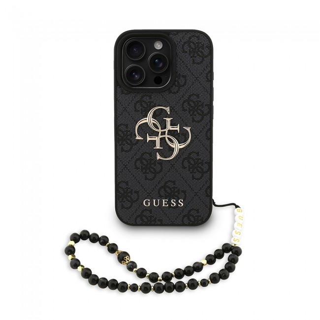 Apple iPhone 16 Pro Max Kılıf Guess Orjinal Lisanslı PU Deri Bilek Askı İpli Metal Büyük 4G ve Yazı Logolu Kapak Apple iPhone 16 Pro Max Kılıf Guess Orjinal Lisanslı PU Deri Bilek Askı İpli Metal Büyük 4G ve Yazı Logolu Kapak