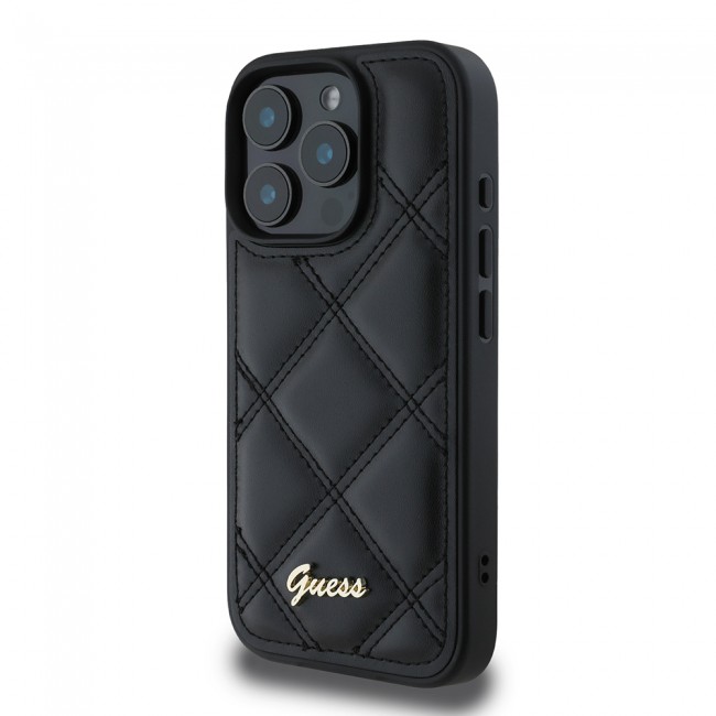 Apple iPhone 16 Pro Max Kılıf Guess Orjinal Lisanslı PU Deri Metal Yazı Logolu Kapitone Kapak Apple iPhone 16 Pro Max Kılıf Guess Orjinal Lisanslı PU Deri Metal Yazı Logolu Kapitone Kapak