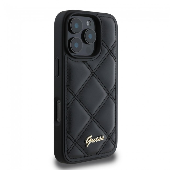 Apple iPhone 16 Pro Max Kılıf Guess Orjinal Lisanslı PU Deri Metal Yazı Logolu Kapitone Kapak Apple iPhone 16 Pro Max Kılıf Guess Orjinal Lisanslı PU Deri Metal Yazı Logolu Kapitone Kapak
