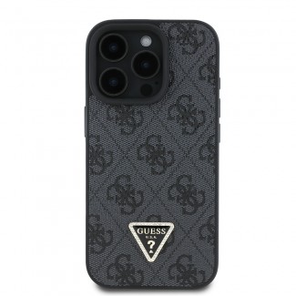 Apple iPhone 16 Pro Max Kılıf Guess Orjinal Lisanslı PU Deri Taşlı Üçgen Logo 4G Desenli Strass Kapak Apple iPhone 16 Pro Max Kılıf Guess Orjinal Lisanslı PU Deri Taşlı Üçgen Logo 4G Desenli Strass Kapak