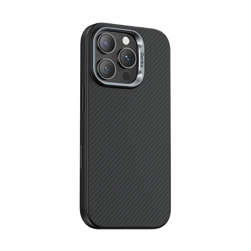 Bal-z Apple iPhone 16 Pro Max Kılıf Karbon Fiber M-safe Şarj Özellikli Kamera Kontrol Butonlu Benks Hybrid ArmorPro 600D Kevlar Kapak