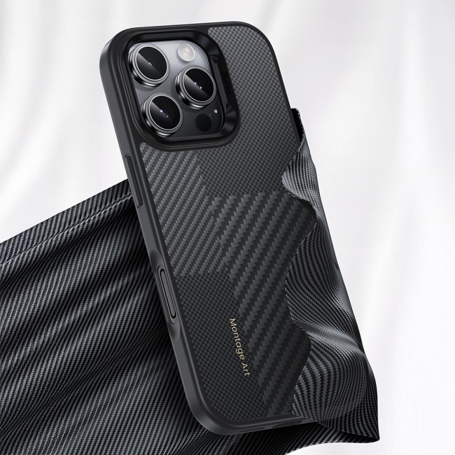 Apple iPhone 16 Pro Max Kılıf Karbon Fiber M-safe Şarj Özellikli Kamera Kontrol Butonlu Benks Hybrid ArmorPro Montage Kevlar Kapak Apple iPhone 16 Pro Max Kılıf Karbon Fiber M-safe Şarj Özellikli Kamera Kontrol Butonlu Benks Hybrid ArmorPro Montage Kevlar Kapak