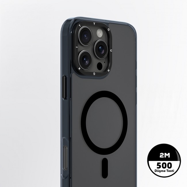 Apple iPhone 16 Pro Max Kılıf M-safe Şarj Özellikli Cam Arka Yüzey TPU Youngkit Gemstone Clear Serisi Kapak