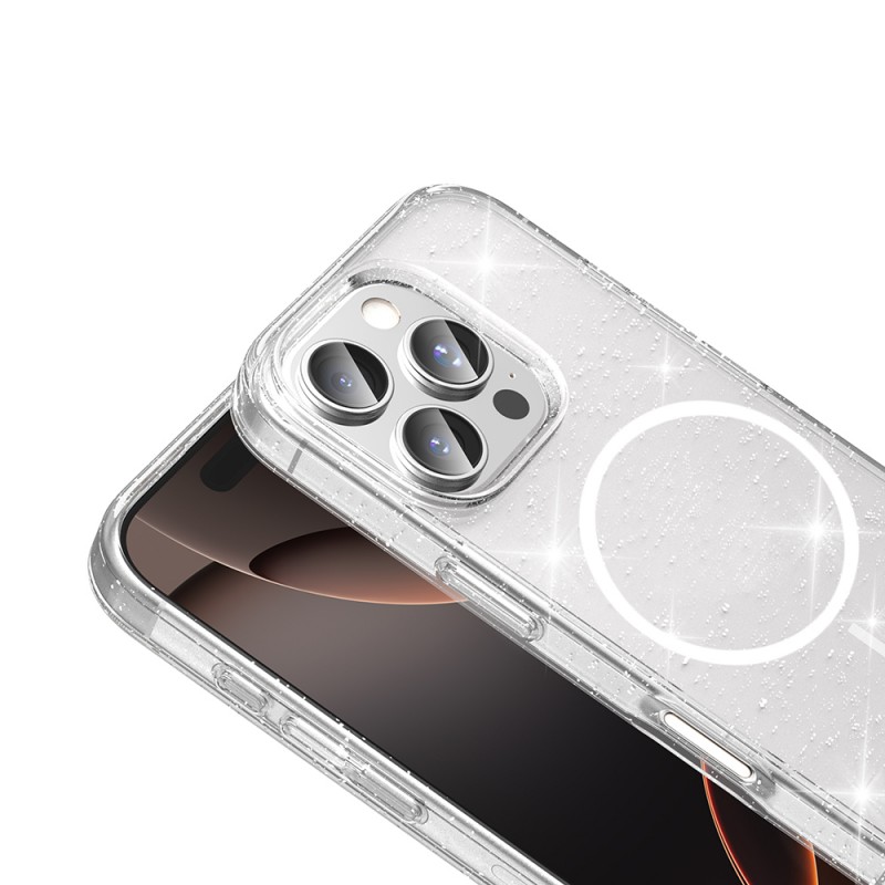 Bal-z ​Apple iPhone 16 Pro Max Kılıf M-safe Şarj Özellikli Parlayan Simli Saydam Renkli Zore Maris Kapak