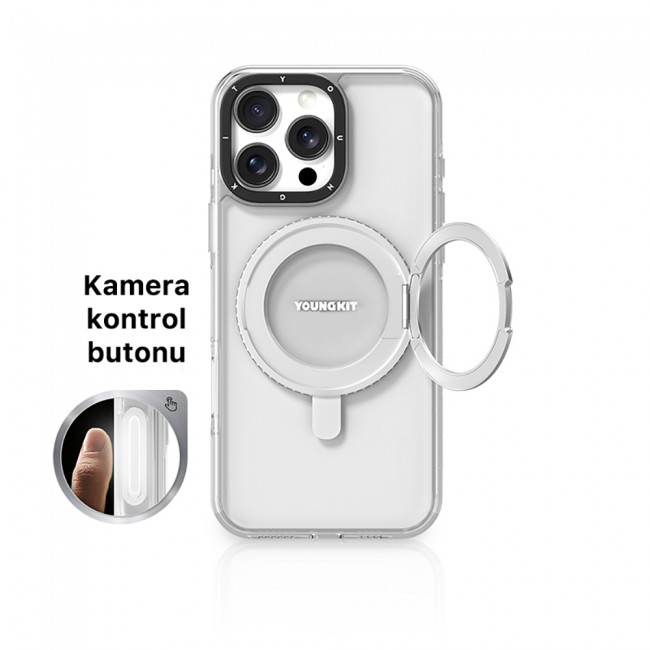 Apple iPhone 16 Pro Max Kılıf M-safe Şarj Özellikli Standlı Aksiyon Butonlu Youngkit Pivot Serisi Kapak Apple iPhone 16 Pro Max Kılıf M-safe Şarj Özellikli Standlı Aksiyon Butonlu Youngkit Pivot Serisi Kapak