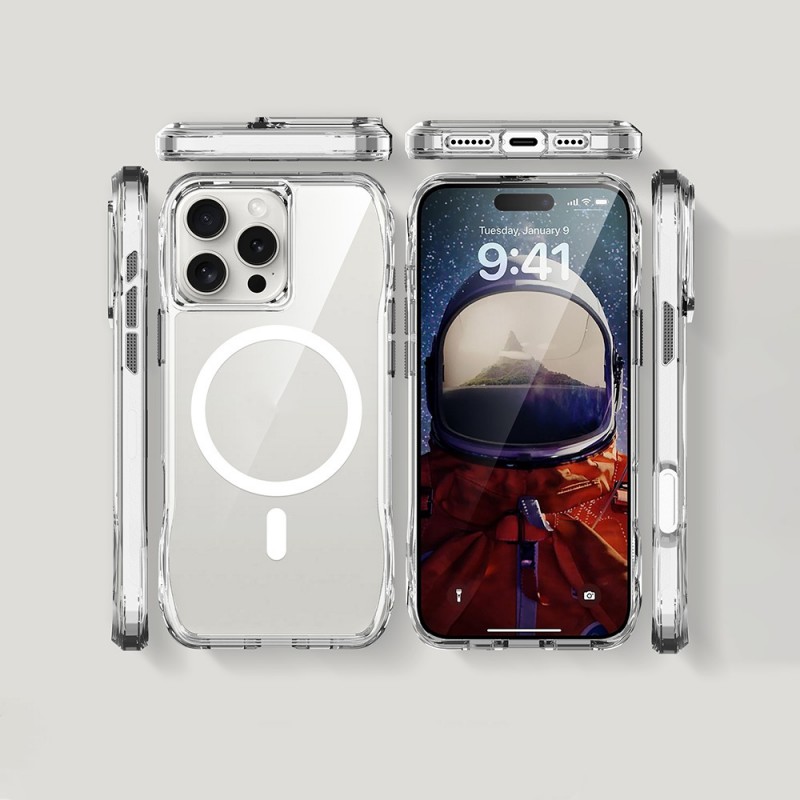 Bal-z Apple iPhone 16 Pro Max Kılıf M-safe Şarj Özellikli Airbagli Şeffaf Zore İncek Kapak