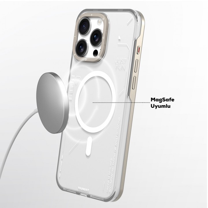 Apple iPhone 16 Pro Max Kılıf Magsafe Şarj Özellikli Çıkarılabilir Arka Yüzeyli Youngkit Mecha Kapak