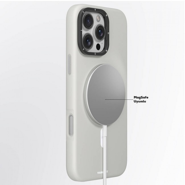 Apple iPhone 16 Pro Max Kılıf Magsafe Şarj Özellikli Kamera Standlı Youngkit Bitty Cream Kapak Apple iPhone 16 Pro Max Kılıf Magsafe Şarj Özellikli Kamera Standlı Youngkit Bitty Cream Kapak