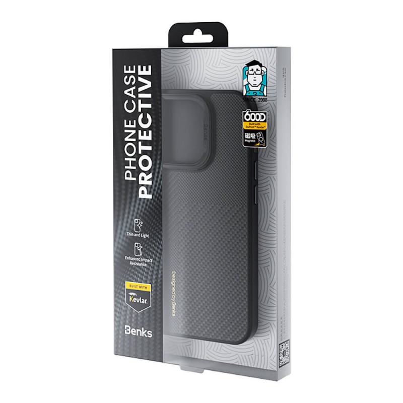 Bal-z Apple iPhone 16 Pro Max Kılıf M-safe Şarj Özellikli Karbon Fiber Benks Montage Hybrid ArmorPro Kevlar Kapak