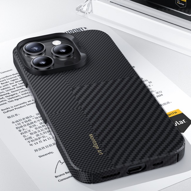 Apple iPhone 16 Pro Max Kılıf Magsafe Şarj Özellikli Karbon Fiber Benks Yeni Seri Montage ArmorAir Kevlar Kapak Apple iPhone 16 Pro Max Kılıf Magsafe Şarj Özellikli Karbon Fiber Benks Yeni Seri Montage ArmorAir Kevlar Kapak