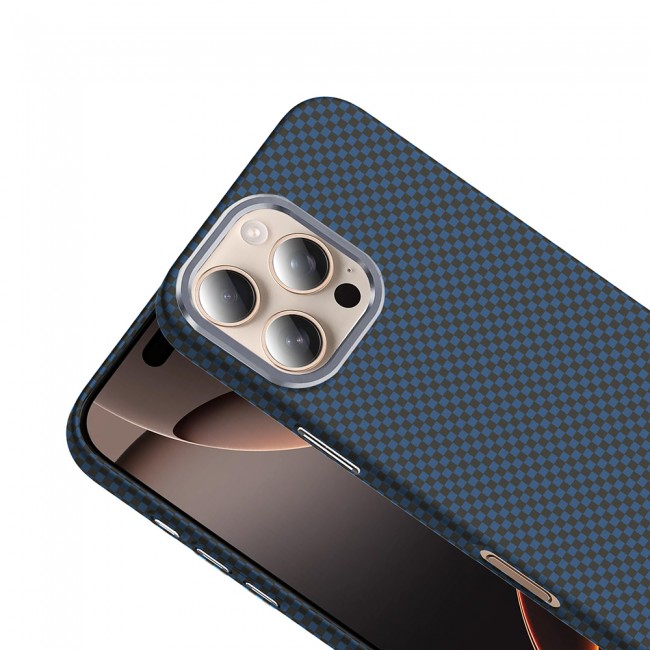 Apple iPhone 16 Pro Max Kılıf M-safe Şarj Özellikli Karbon Fiber Görünümlü Zore Gros Kapak