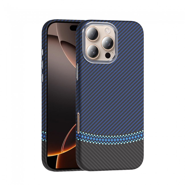 Apple iPhone 16 Pro Max Kılıf M-safe Şarj Özellikli Karbon Fiber Görünümlü Zore Gros Kapak