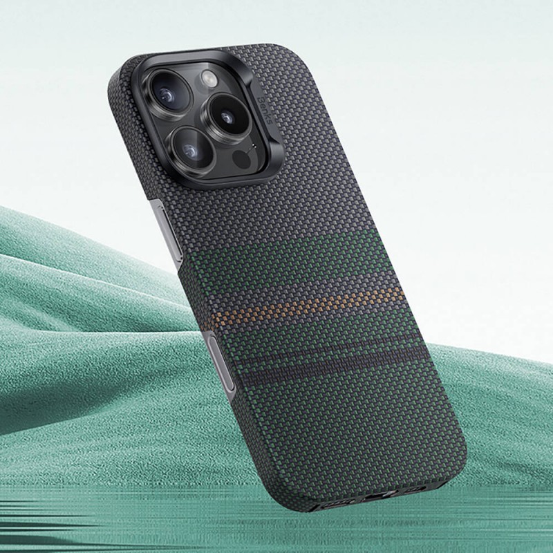 Bal-z Apple iPhone 16 Pro Max Kılıf M-safe Şarj Özellikli Karbon Fiber Tasarımlı Benks Aurora ArmorAir Kevlar Kapak