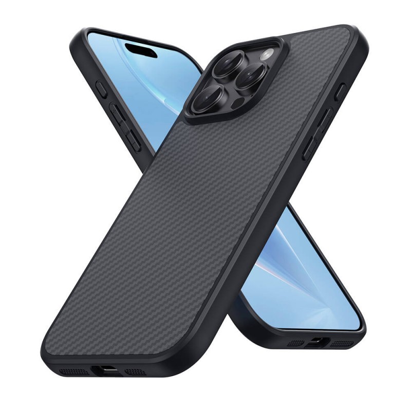 Bal-z Apple iPhone 16 Pro Max Kılıf M-safe Şarj Özellikli Karbon Fiber Tasarımlı Zore Elnino Kapak