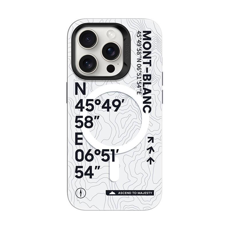 Bal-z Apple iPhone 16 Pro Max Kılıf M-safe Şarj Özellikli Koordinat Yazı Desenli Benks Summit Serisi Kapak