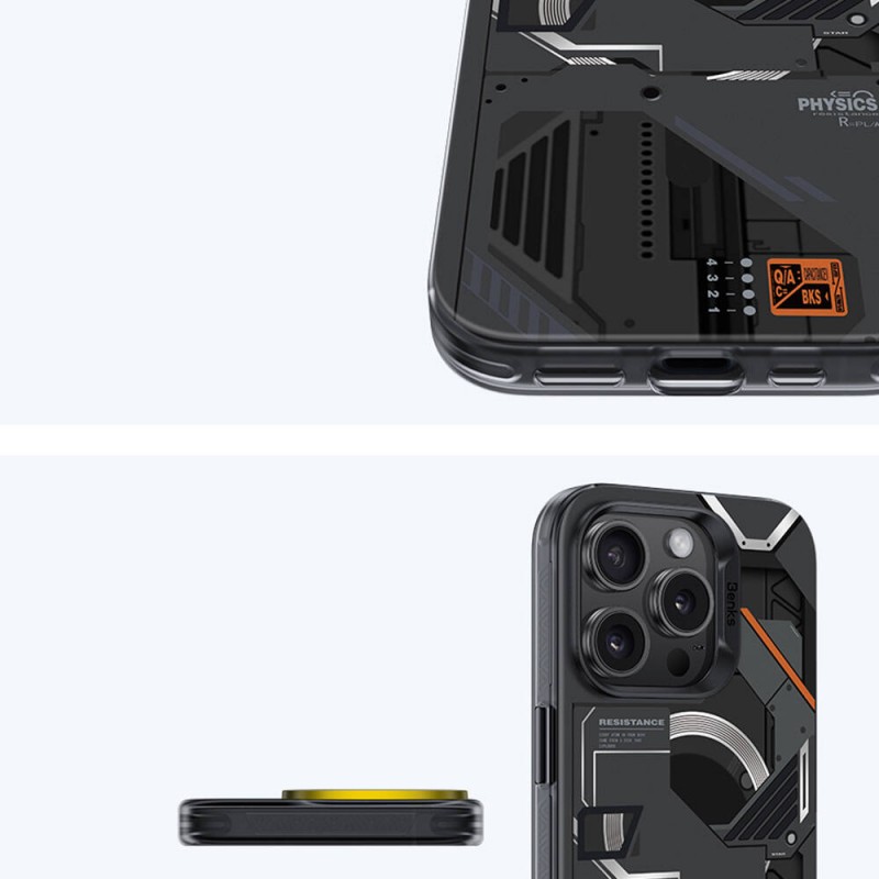 Bal-z Apple iPhone 16 Pro Max Kılıf M-safe Şarj Özellikli Mekanik Tasarımlı Benks Perspective Serisi Kapak