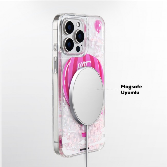 Apple iPhone 16 Pro Max Kılıf Magsafe Şarj Özellikli Parlak Kumlu Sıvılı Youngkit Pink Dream Quicksand Serisi Kapak Apple iPhone 16 Pro Max Kılıf Magsafe Şarj Özellikli Parlak Kumlu Sıvılı Youngkit Pink Dream Quicksand Serisi Kapak
