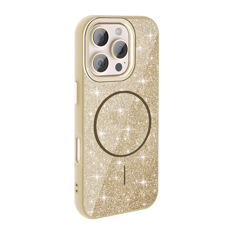 Bal-z Apple iPhone 16 Pro Max Kılıf M-safe Şarj Özellikli Parlayan Simli Zore Okso Kapak