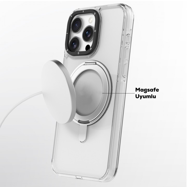 Apple iPhone 16 Pro Max Kılıf Magsafe Şarj Özellikli Parmak Ring Standlı Youngkit Pivot Serisi Kapak