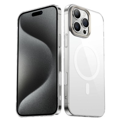 Bal-z Apple iPhone 16 Pro Max Kılıf M-safe Şarj Özellikli Şeffaf Cam Arka Yüzey Zore G-Glass Kapak