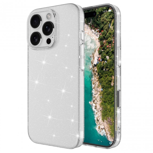 Apple iPhone 16 Pro Max Kılıf Parlayan Simli Şeffaf Zore Redos Kapak Apple iPhone 16 Pro Max Kılıf Parlayan Simli Şeffaf Zore Redos Kapak