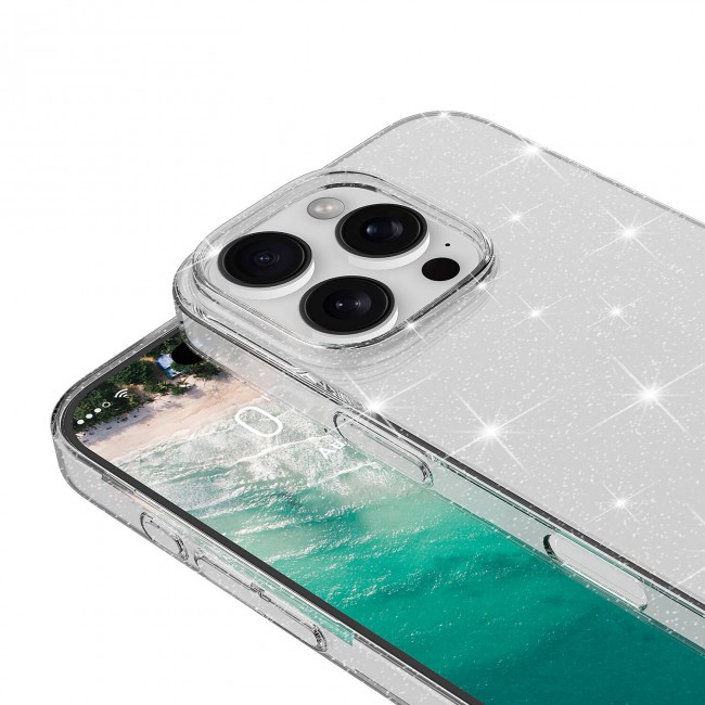 Apple iPhone 16 Pro Max Kılıf Parlayan Simli Şeffaf Zore Redos Kapak Apple iPhone 16 Pro Max Kılıf Parlayan Simli Şeffaf Zore Redos Kapak