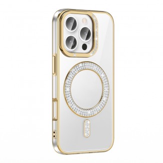 Apple iPhone 16 Pro Max Kılıf Pırlanta Taş Tasarımlı M-safe Şarj Özellikli Zore Karetta Silikon Kapak Apple iPhone 16 Pro Max Kılıf Pırlanta Taş Tasarımlı M-safe Şarj Özellikli Zore Karetta Silikon Kapak