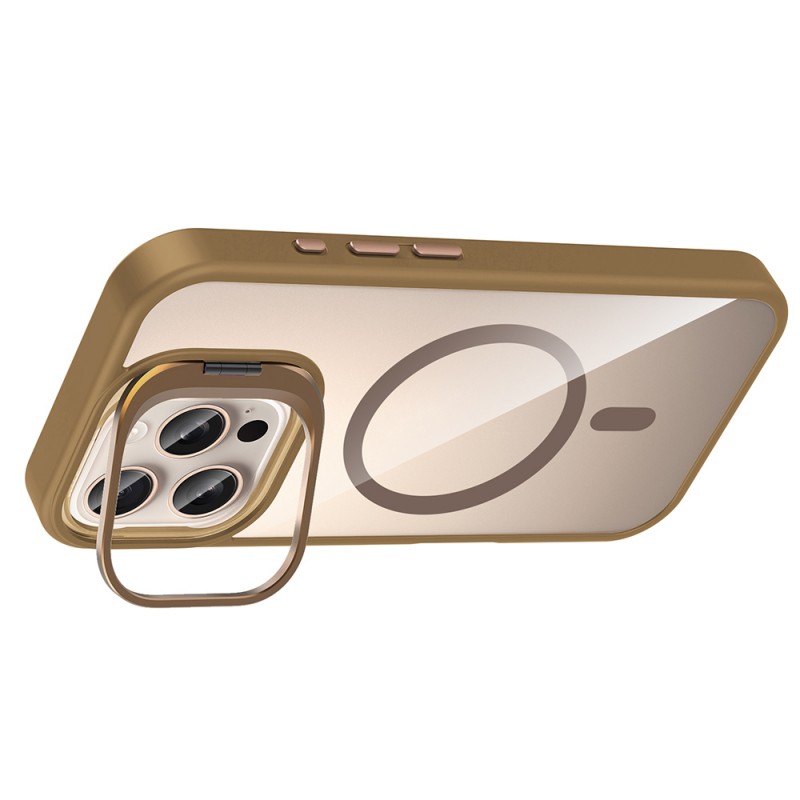 Bal-z Apple iPhone 16 Pro Max Kılıf Standlı ve Kamera Lens Hediyeli M-Safe Şarj Özellikli Zore Etro Kapak