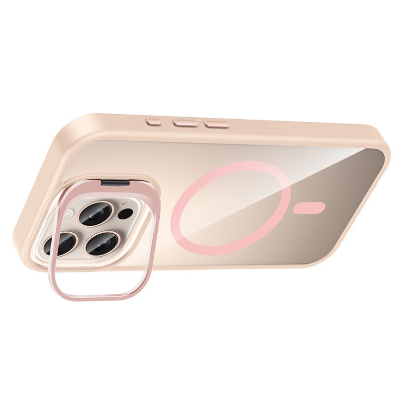 Bal-z Apple iPhone 16 Pro Max Kılıf Standlı ve Kamera Lens Hediyeli M-Safe Şarj Özellikli Zore Etro Kapak