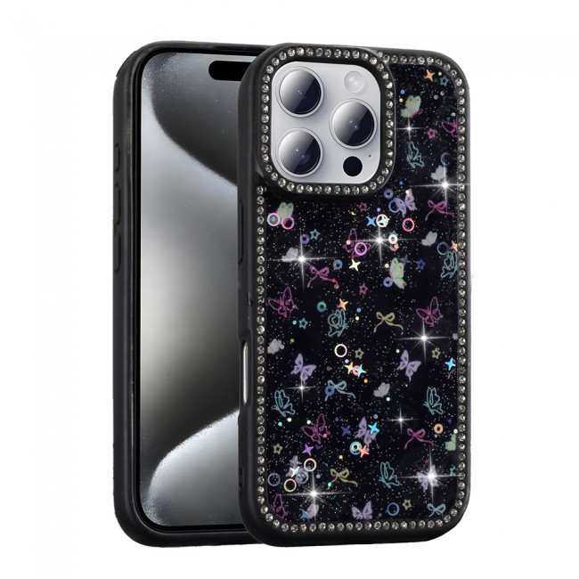 Apple iPhone 16 Pro Max Kılıf Taşlı ve Simli Tasarım Zore Azra Kapak Apple iPhone 16 Pro Max Kılıf Taşlı ve Simli Tasarım Zore Azra Kapak