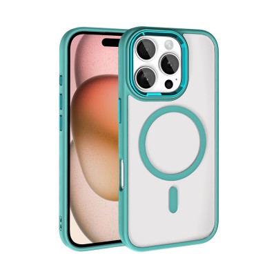 Bal-z Apple iPhone 16 Pro Max Kılıf Wireless Şarj Özellikli Zore Krom M-safe Silikon Kapak