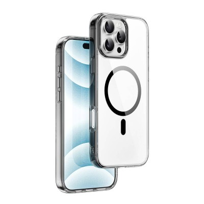 Bal-z Apple iPhone 16 Pro Max Kılıf Wiwu MCC-101 iShield Pro Serisi M-safe Şarj Özellikli Crystal Sert PC Kapak