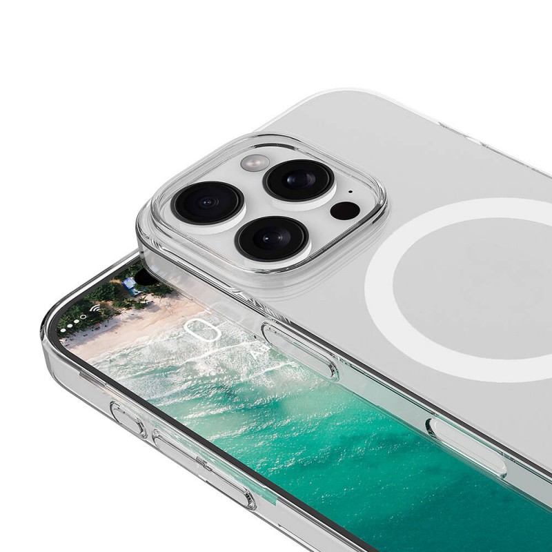 Bal-z Apple iPhone 16 Pro Max Kılıf Zore M-safe Şarj Özellikli Şeffaf Tek Kamera Çerçeveli Porto Kapak