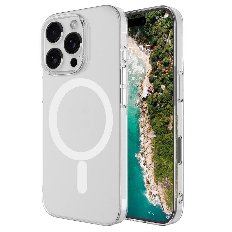 Bal-z Apple iPhone 16 Pro Max Kılıf Zore M-safe Şarj Özellikli Şeffaf Tek Kamera Çerçeveli Porto Kapak