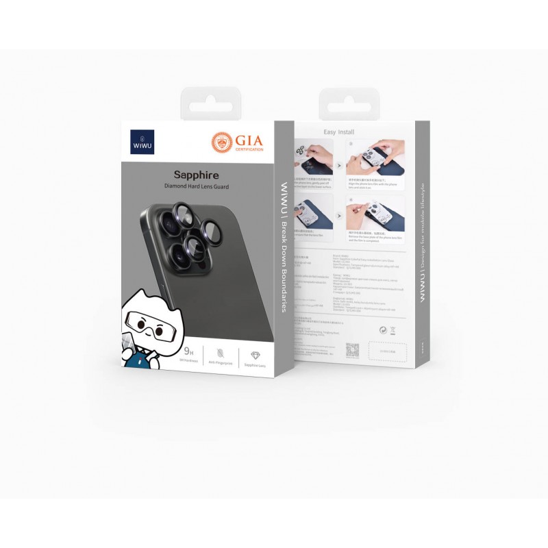 Bal-z Apple iPhone 16 Pro Max Wiwu LG-003 Lens Guard Çizilmeye Karşı Dayanıklı Safir Kamera Lens Koruyucu