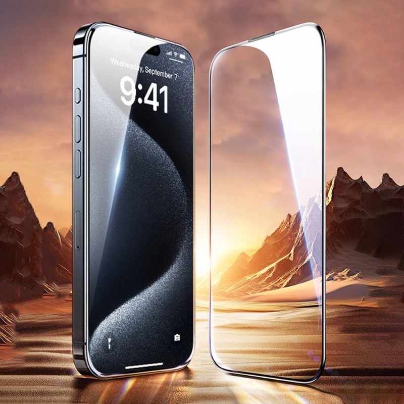 Bal-z Apple iPhone 16 Pro Wiwu GT-008 Polimer Oleofobik Kaplama Şeffaf Pürüzsüz Temperli Cam Ekran Koruyucu 10'lu Paket