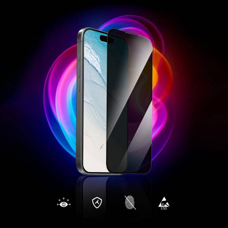 Bal-z Apple iPhone 16 Pro Wiwu GT-015 Özellikli Çok Katmanlı Temperli iPrivacy Cam Ekran Koruyucu 10'lu Paket