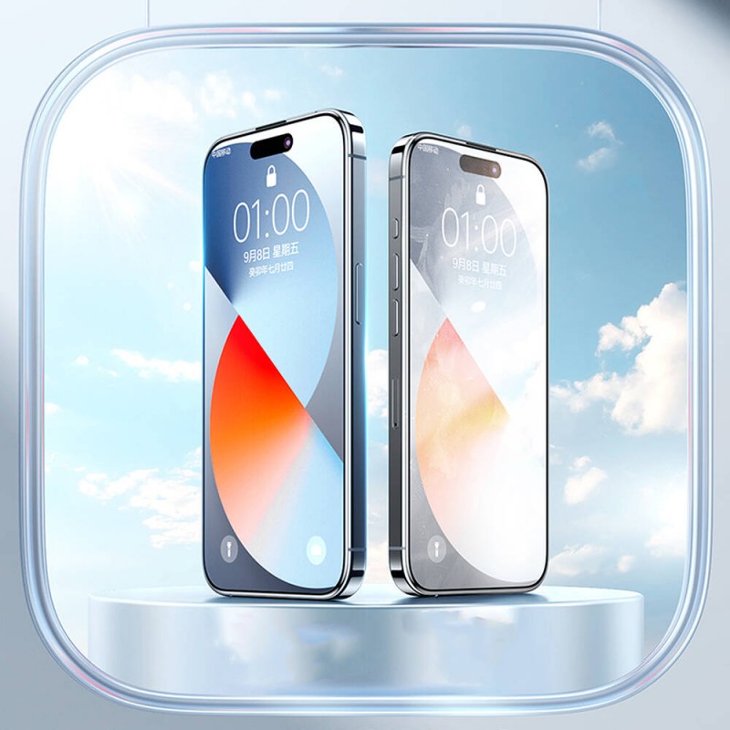 Bal-z Apple iPhone 16 Wiwu GT-010 Anti-Reflective Polimer Oleofobik Kaplama Ultra İnce Temperli Cam Ekran Koruyucu