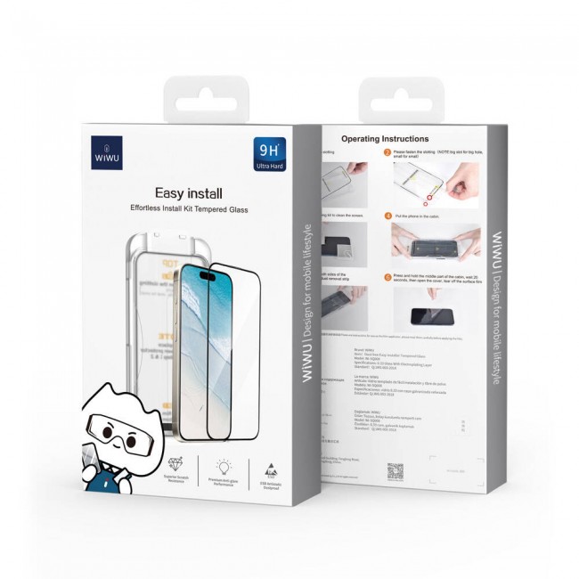 Apple iPhone 16 Wiwu SQ-008 Oleofobik Easy Install Darbeye Karşı Dayanıklı Temperli Cam Ekran Koruyucu + Kolay Uygulama Aparatlı Apple iPhone 16 Wiwu SQ-008 Oleofobik Easy Install Darbeye Karşı Dayanıklı Temperli Cam Ekran Koruyucu + Kolay Uygulama Aparatlı