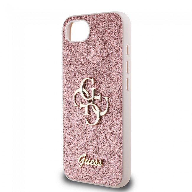 Apple iPhone 16E Kılıf Guess Orjinal Lisanslı 4G Büyük Metal Logolu Glitter Kapak Apple iPhone 16E Kılıf Guess Orjinal Lisanslı 4G Büyük Metal Logolu Glitter Kapak